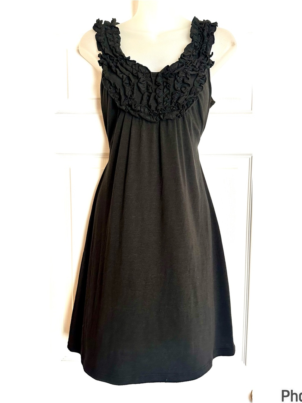 Fleurish Black Ruffled Scoop-Neck Dress